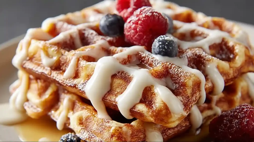 Cinnamon Roll Waffles Cream Cheese
