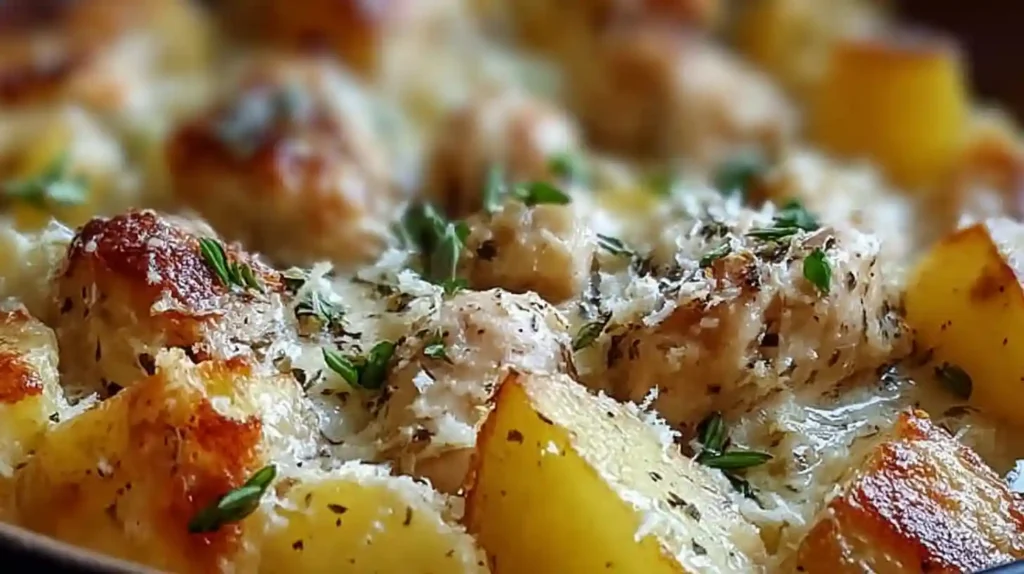 Garlic Parmesan Chicken and Potatoes Skillet