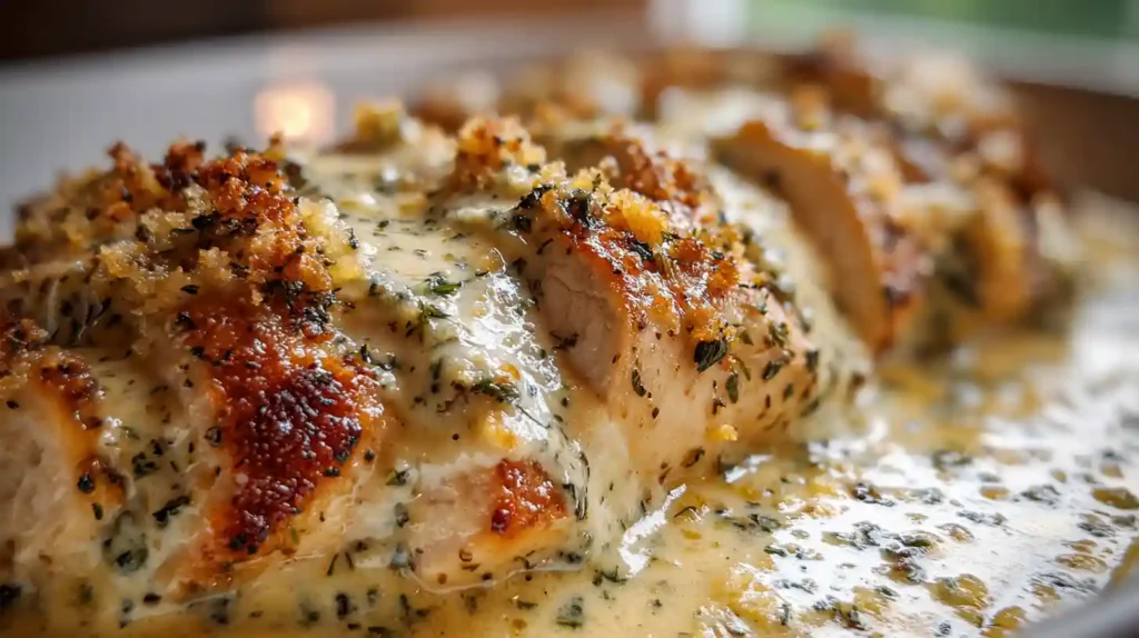 Baked Caesar Chicken with Creamy Parmesan Sauce