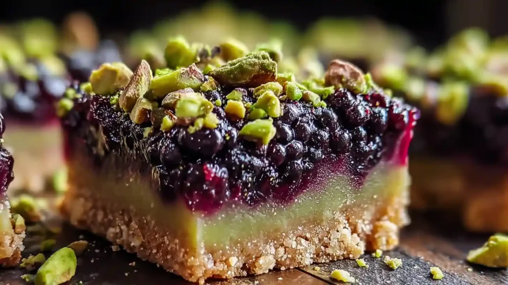 Blackberry Pistachio Dream Bars