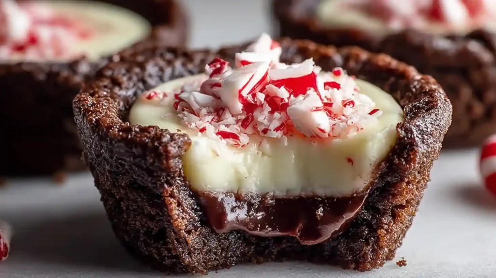 Chocolate Peppermint Cookie Cups with Cheesecake