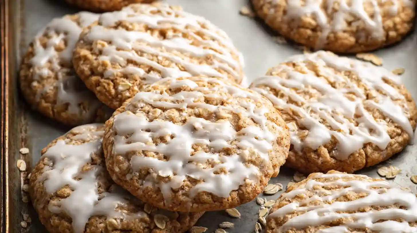 Brown Butter Iced Oatmeal Cookies