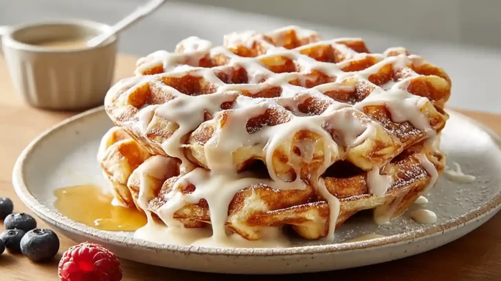Cinnamon Roll Waffles Cream Cheese