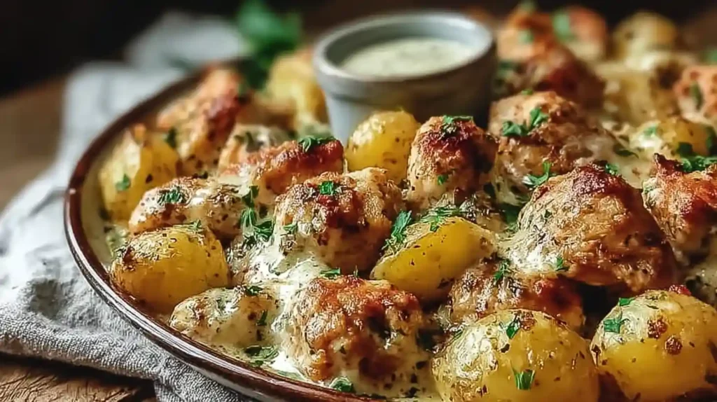 Garlic Parmesan Chicken and Potatoes Skillet