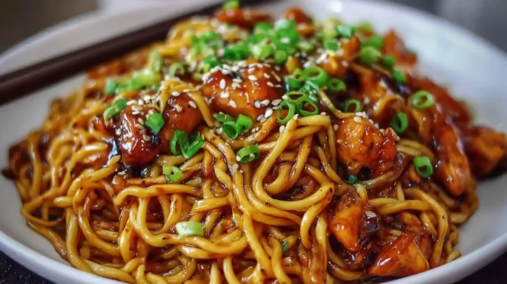 Sticky Garlic Chicken Noodles