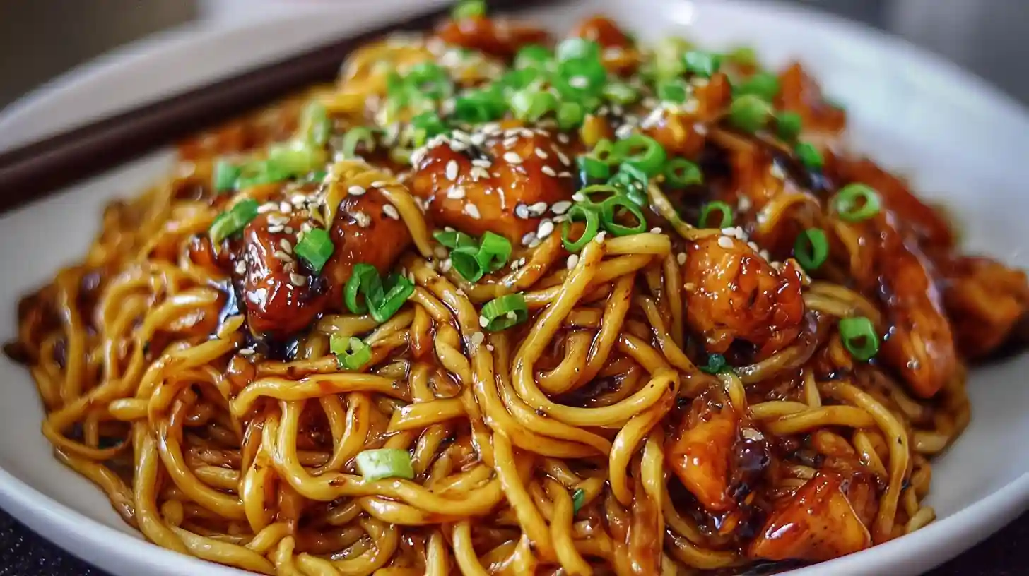 Sticky Garlic Chicken Noodles
