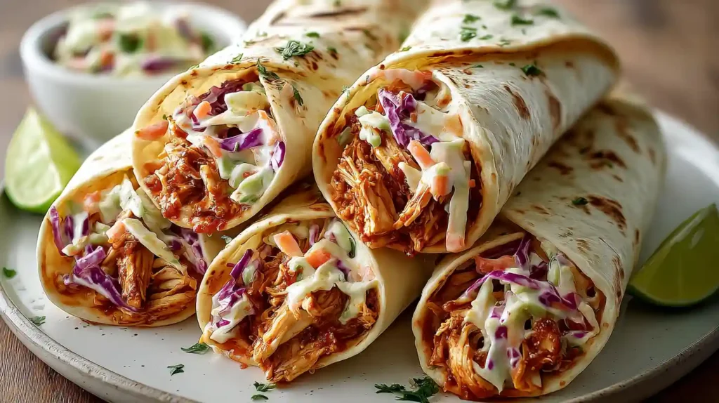 BBQ Chicken Coleslaw Wraps