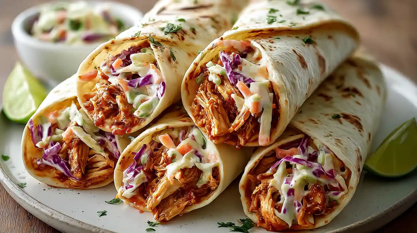BBQ Chicken Coleslaw Wraps