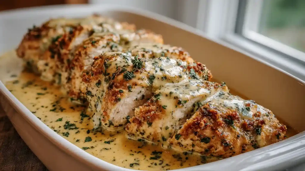 Baked Caesar Chicken with Creamy Parmesan Sauce