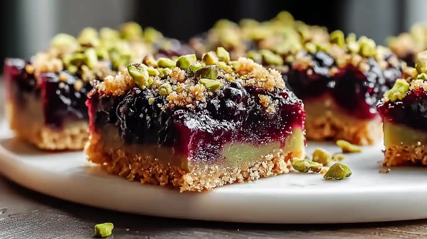 Blackberry Pistachio Dream Bars
