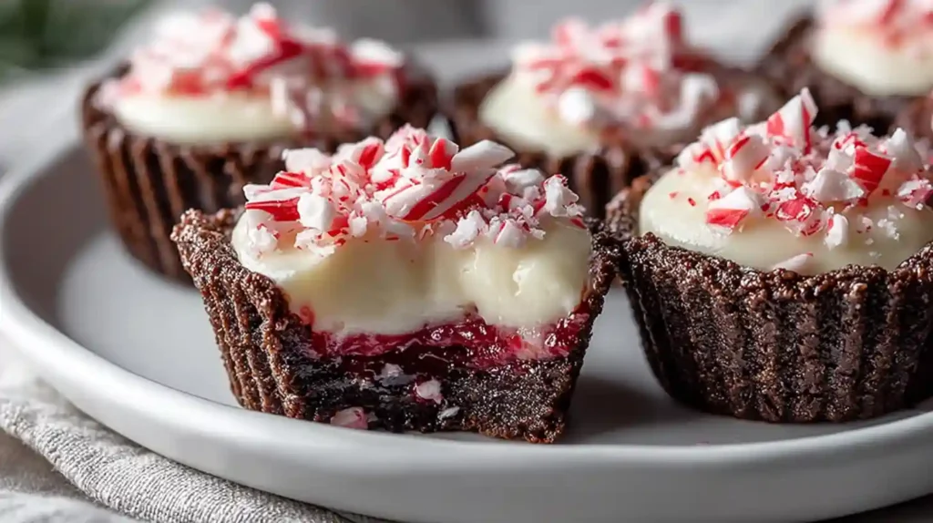 Chocolate Peppermint Cookie Cups with Cheesecake