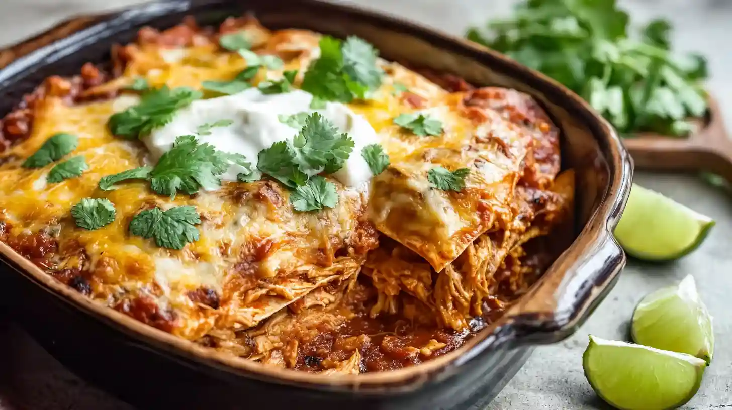 Crockpot Chicken Enchilada Casserole