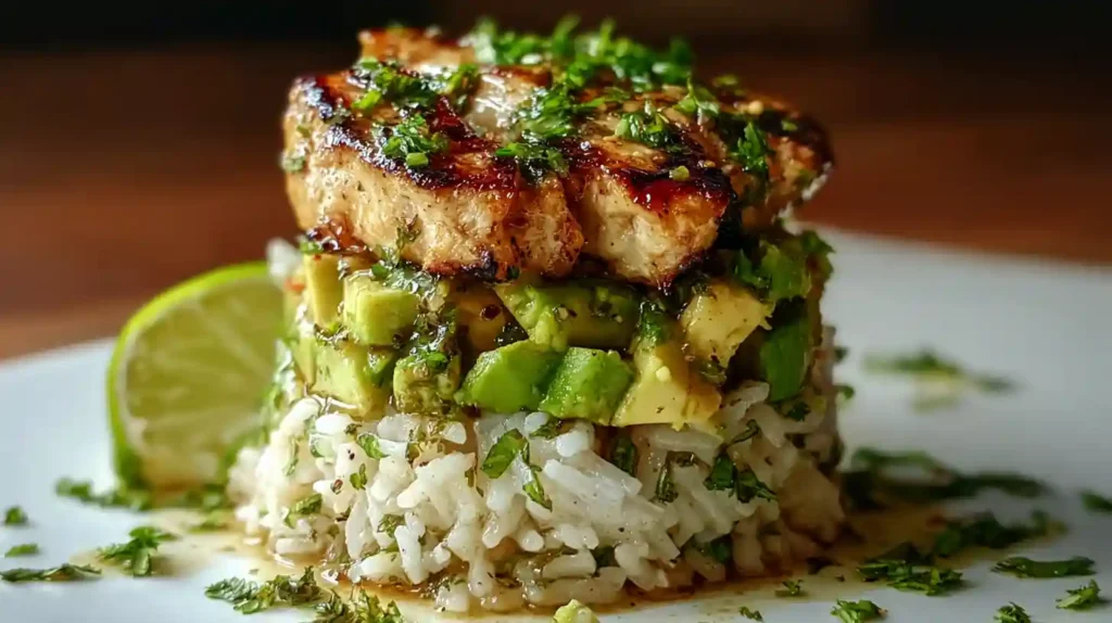 Honey Lime Chicken & Avocado Rice Stack Recipe