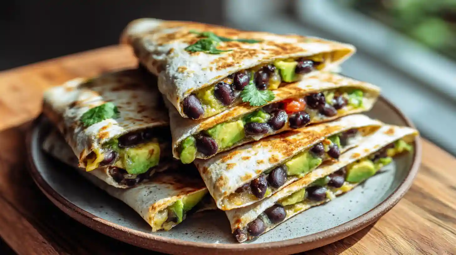 Vegan Quesadillas with Black Beans and Avocado